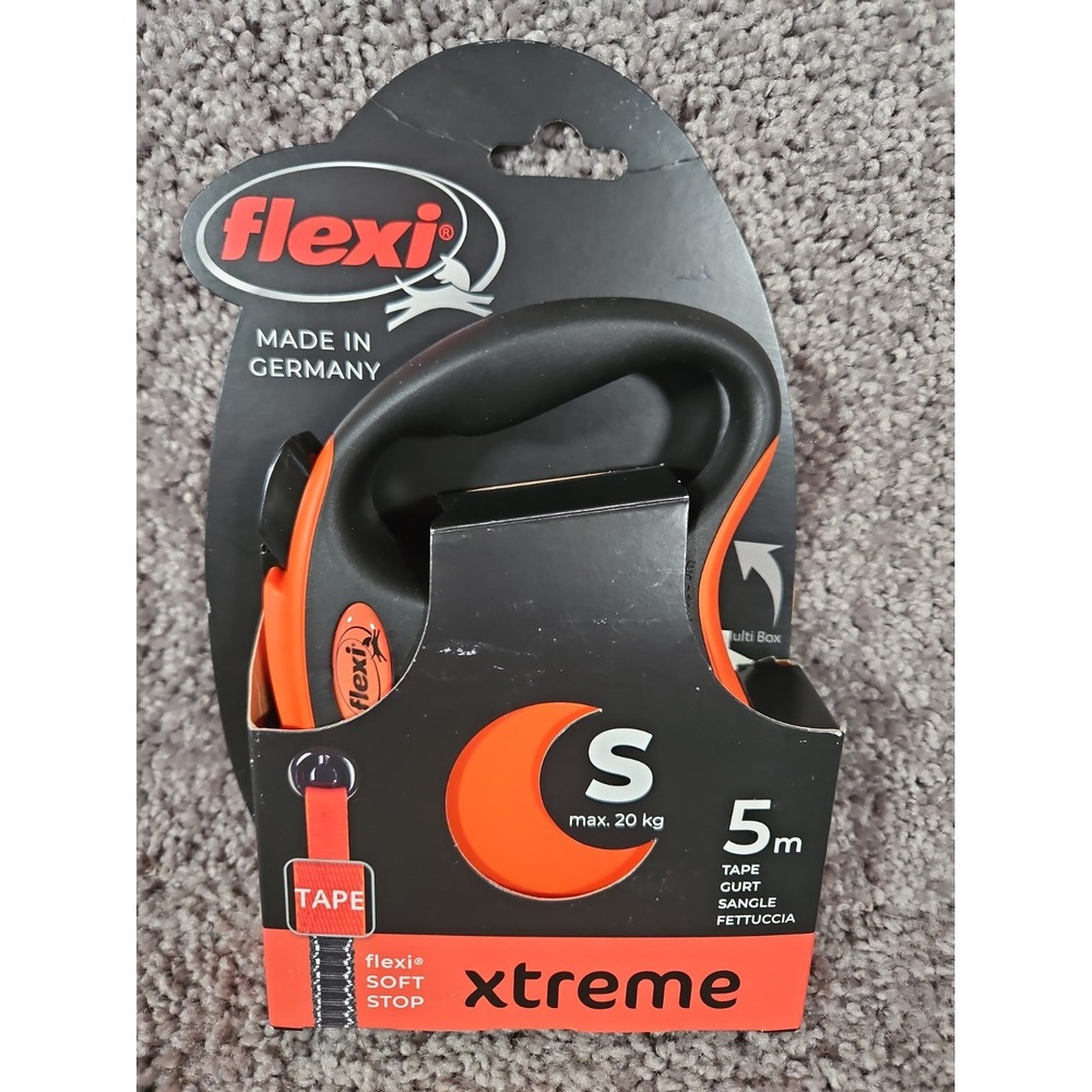 Flexi Xtreme Retractable Dog Leash Tape Size S 16 ft Black/Orange